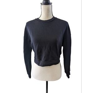 Reformation Slightly Cropped Modal Blend Black Crewneck Sweater, XS